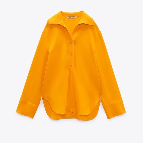 Zara Oversized Blouse with Vents Tangerine - Picture 6 of 10